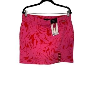 Rafaella Skort X Large Pink Red Floral Leaf Print Golf Casual‎ NWT